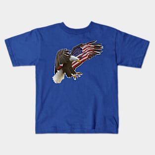 AMERICAN BALD EAGLE FLYING WITH FLAG WINGS Kids T-Shirt